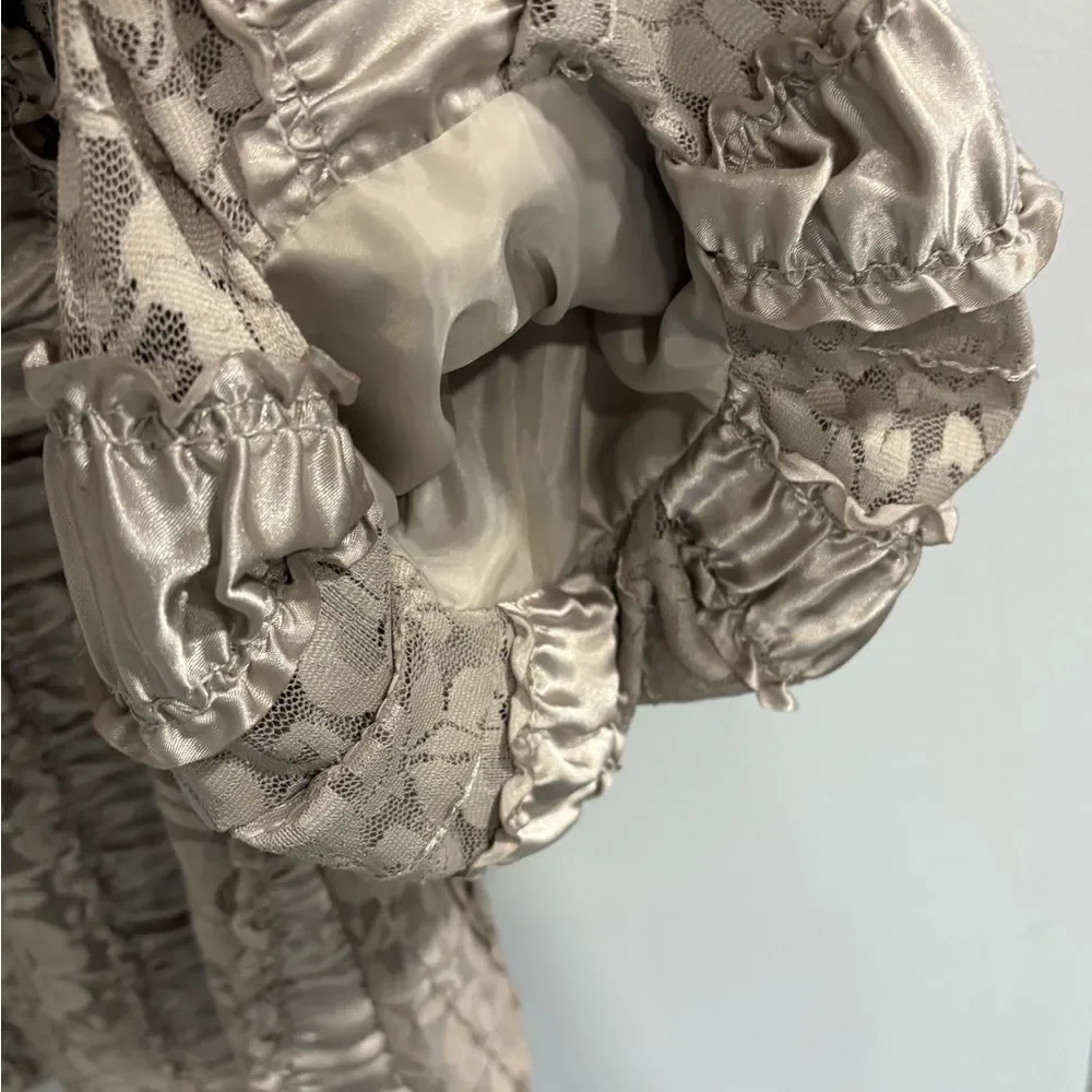 Damee Inc  Lace Ruffle Blazer - Cream